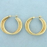 Twisting Hoop Earrings In 14k Yellow Gold