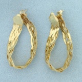 Braided Herringbone Hoop Or Dangle Earrings In 14k Yellow Gold