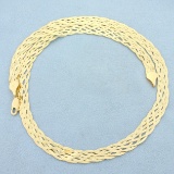 Italian Made 18 Inch Braided Herringbone Necklace In 14k Yellow Gold