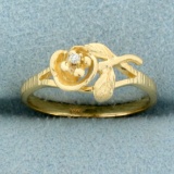 Childs Diamond Rose Ring In 14k Yellow Gold