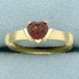 Garnet Heart Ring In 10k Yellow Gold