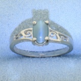 Cats Eye Ring In 10k White Gold