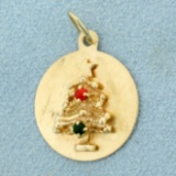Christmas Tree Charm Or Pendant In 14k Yellow Gold