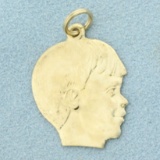 Engravable Boys Silhouette Pendant In 14k Yellow Gold