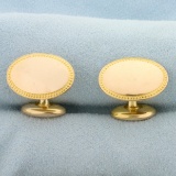 Vintage Beaded Edge Cufflinks In 14k Yellow Gold