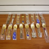 A Michelsen Copenhagen Denmark 16 Piece Decorative Sterling Silver Spoons And Forks