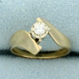 Solitaire Diamond Engagement Ring In 14k Yellow Gold