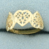 Diamond Cut Heart Ring In 10k Yellow Gold