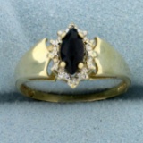 Vintage Onyx And Diamond Ring In 14k Yellow Gold