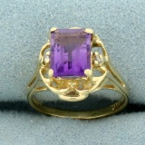 Amethyst And Diamond Ring In 14k Yellow Gold