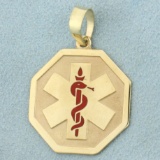 Inscribable Medical Pendant In 10k Yellow Gold