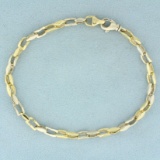 Designer Two Tone Square Cable Link Anklet In 14k Yellow And White Gold