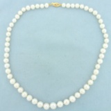 Graduated Cultured Pearl Necklace With 14k Yellow Gold Clasp