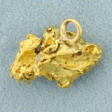 24k Gold Nugget Pendant With 14k Gold Bale