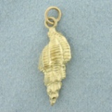 Seashell Charm Or Pendant In 14k Yellow Gold