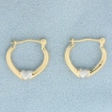 Child Hoop Heart Earrings In 14k Yellow And White Gold