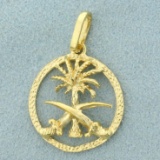 Emblem Of Saudi Arabia Pendant In 18k Yellow Gold