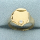 Antique Diamond Blank Engravable Signet Ring In 14k Yellow Gold
