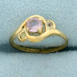 Vintage Multi Colored Quartz Ring In 10k Yellow Gold