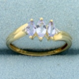 Tanzanite And Diamond Ring In 10k Yellow Gold