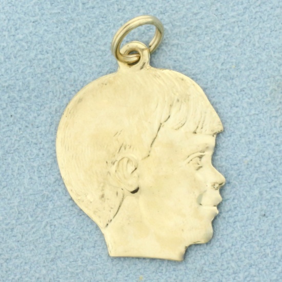 Engravable Boys Silhouette Pendant In 14k Yellow Gold