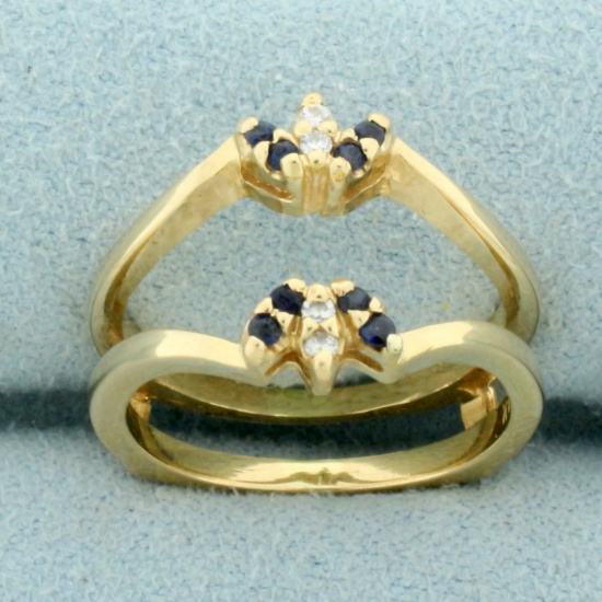 Sapphire And Diamond Ring Jacket In 14k Yellow Gold