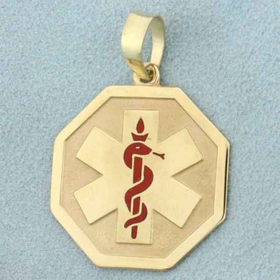 Inscribable Medical Pendant In 10k Yellow Gold
