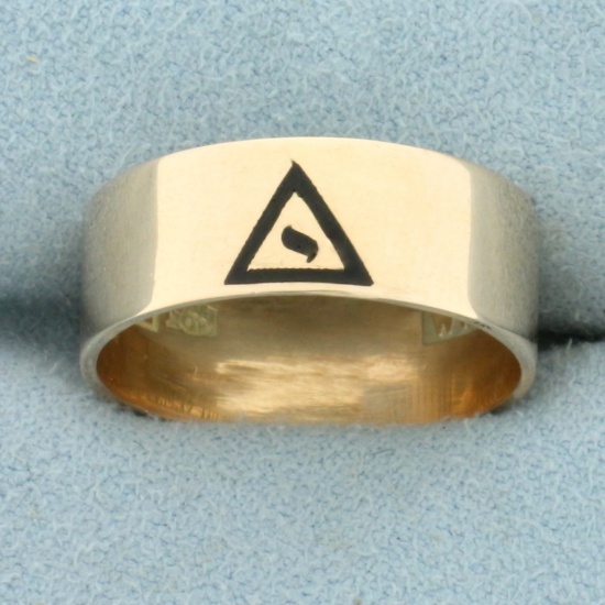 Scottish Rite Masonic Band Ring In 10k Yellow Gold