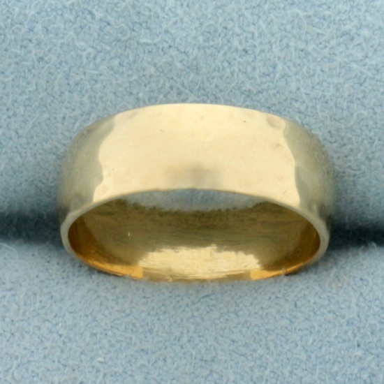 Womens Hammered Finish Wedding Band Ring In 14k Yellow Gold