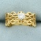 Unique 1/5ct Diamond Solitaire Cut-out Design Ring In 18k Yellow Gold