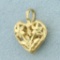 Diamond Cut Flower Heart Pendant In 14k Yellow Gold