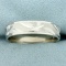 Mens Diamond Cut Band Ring In 14k White Gold