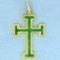 Vintage Enamel Cross Pendant In 18k Yellow Gold