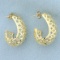 Large Diamond Cut Lattice Design J Hoop Earrings In 14k Yellow Gold