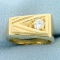 Mens Solitaire Diamond Ring In 14k Yellow Gold