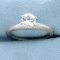 White Sapphire Solitaire Engagement Ring In 14k White Gold