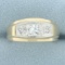 Antique Mens Three Stone Old European Diamond Wedding Or Anniversary Ring In 14k Yellow Gold