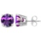 5mm Round Cut Amethyst .9ctw Stud Earrings In Sterling Silver