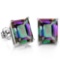 8x6mm Emerald Cut Mystic Topaz 3.4ctw Stud Earrings In Sterling Silver