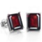 8x6mm Emerald Cut Garnet 3.4ctw Stud Earrings In Sterling Silver