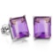 8x6mm Emerald Cut Amethyst 3.3ctw Stud Earrings In Sterling Silver