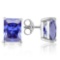 8x6mm Octagon Cut Lab Tanzanite 3.8ctw Stud Earrings In Sterling Silver