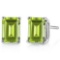 7x5mm Emerald Cut Peridot 1.85ctw Stud Earrings In Sterling Silver