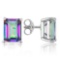 6x4mm Emerald Cut Mystic Topaz 1.3ctw Stud Earrings In Sterling Silver