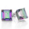 8mm Square Cut Mystic Topaz 4.5ctw Stud Earrings In Sterling Silver