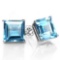 8mm Square Cut Sky Blue Topaz 5.2ctw Stud Earrings In Sterling Silver