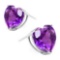 8mm Heart Cut Amethyst 3.75ctw Stud Earrings In Sterling Silver