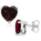 5mm Heart Cut Garnet 1.2ctw Stud Earrings In Sterling Silver