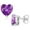 5mm Heart Cut Amethyst .9ctw Stud Earrings In Sterling Silver