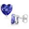 5mm Heart Cut Lab Tanzanite 1.2ctw Stud Earrings In Sterling Silver